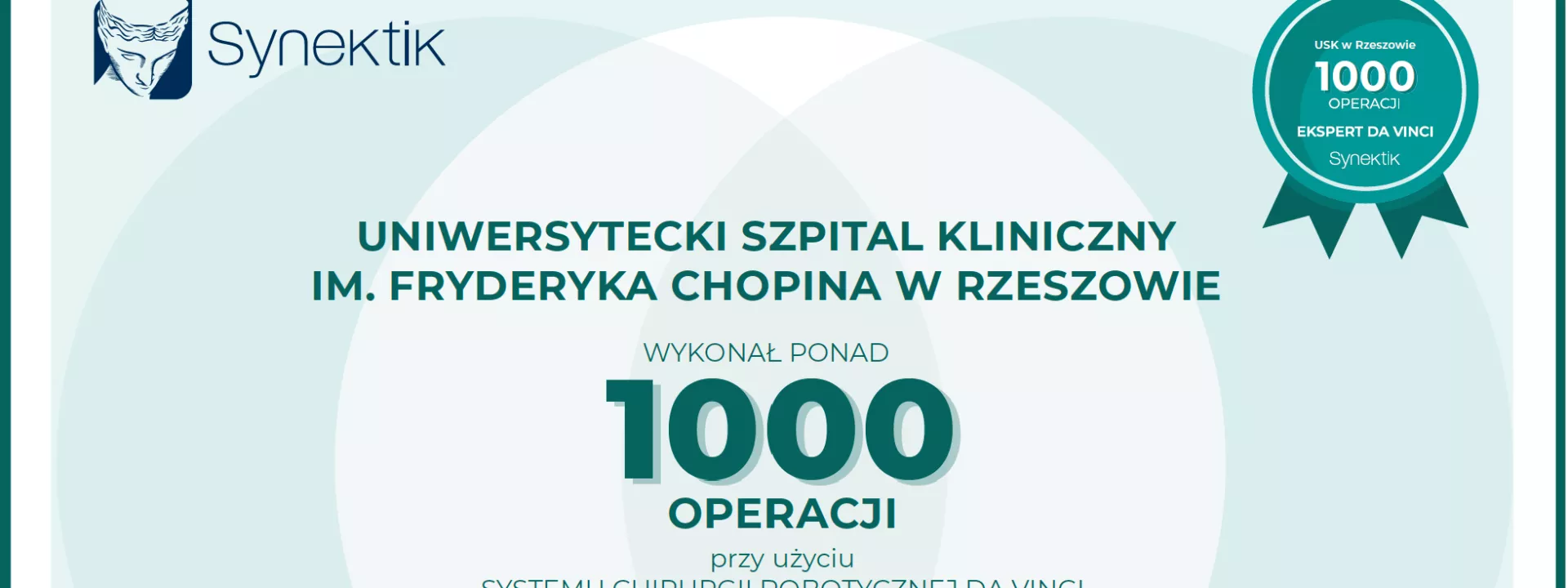 Obrazek w tle dla 1000 operacji w asyście robota da Vinci